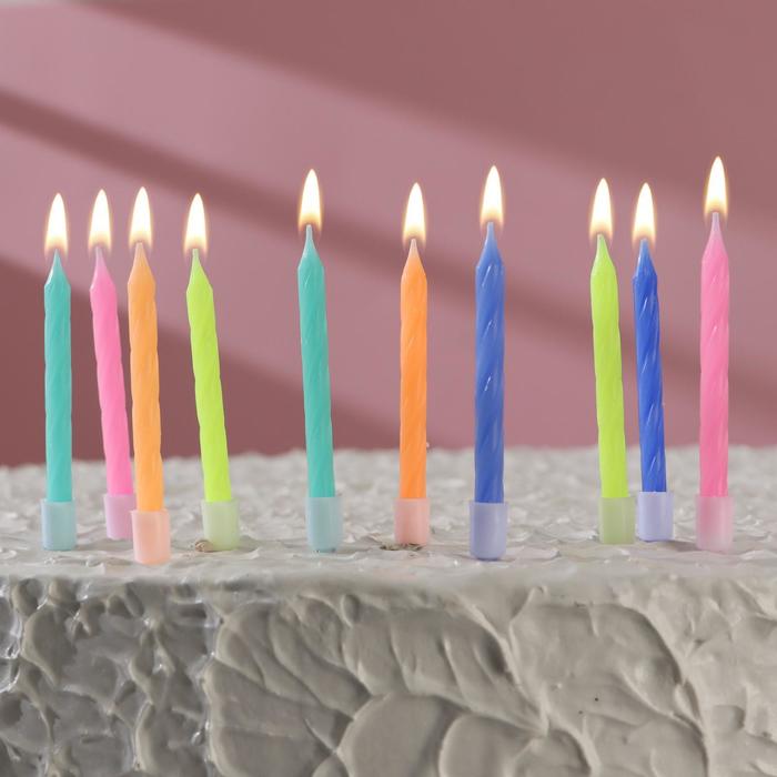Свечи для торта неоновые 6см, 10шт