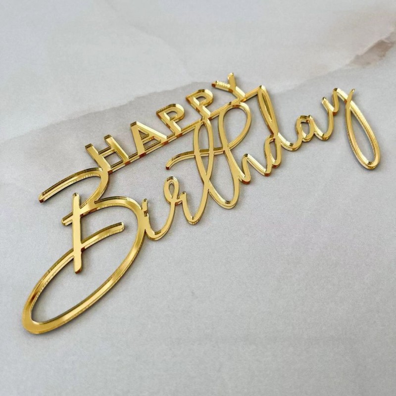 Топпер Happy Birthday7 золото торцевой без палочки, 9см