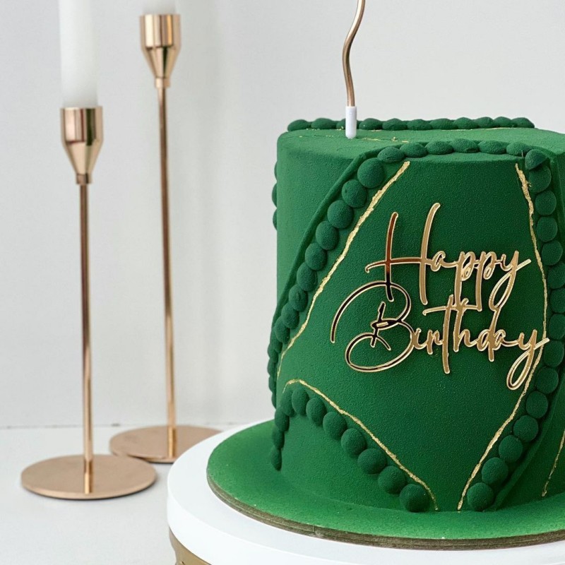 Топпер Happy Birthday8 золото торцевой без палочки, 9см